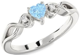 Diamond Amethyst Platinum Heart Knot Three Stone Engagement Ring