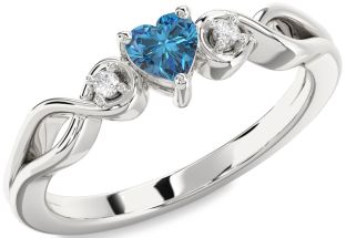 Diamond Amethyst Platinum Heart Knot Three Stone Engagement Ring