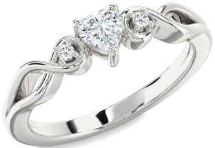 Diamond Platinum Heart Knot Promise Ring