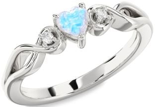 Diamond Amethyst Platinum Heart Knot Three Stone Engagement Ring