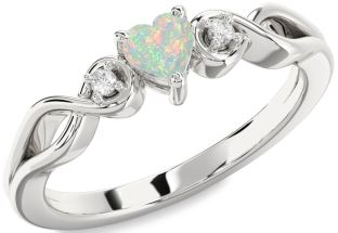 Diamond Amethyst Platinum Heart Knot Three Stone Engagement Ring