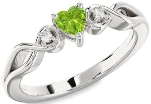 Diamond Amethyst Platinum Heart Knot Three Stone Engagement Ring