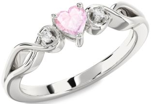 Diamond Amethyst Platinum Heart Knot Three Stone Engagement Ring