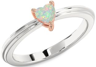 Amethyst Platinum & Rose Gold Heart Promise Ring