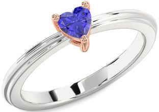 Amethyst Platinum & Rose Gold Heart Promise Ring