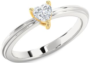 Diamond Silver & 10K gold Heart Promise Ring