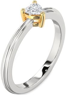 Diamond Silver & 10K gold Heart Promise Ring