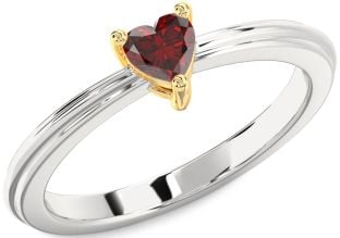 Amethyst Platinum & Yellow Gold Heart Promise Ring