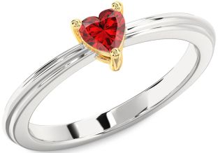 Ruby Silver & 10K gold Heart Promise Ring