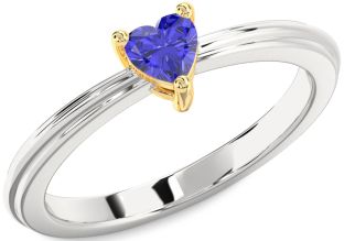 Amethyst Platinum & Yellow Gold Heart Promise Ring