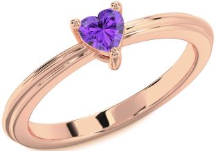 Amethyst Rose Gold Heart Promise Ring