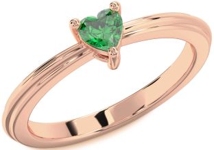 Emerald Rose Gold Heart Promise Ring