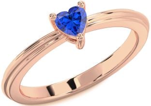 Blue Sapphire Rose Gold Silver Heart Promise Ring