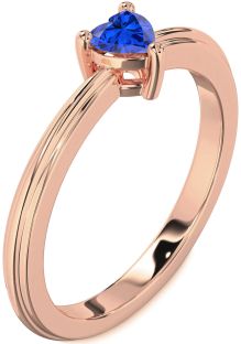 Blue Sapphire Rose Gold Heart Promise Ring