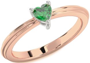 Emerald White Rose Gold Heart Promise Ring