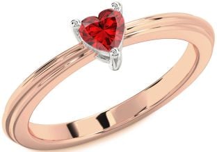 Ruby White Rose Gold Heart Promise Ring