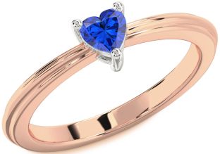 Blue Sapphire Platinum & Rose Gold Heart Promise Ring