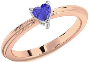 Amethyst Platinum & Rose Gold Heart Promise Ring