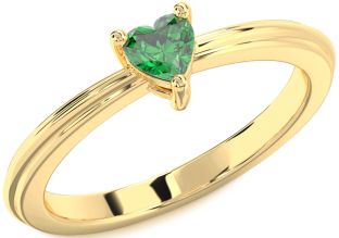 Emerald Gold Heart Promise Ring