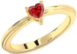 Ruby Gold Heart Promise Ring