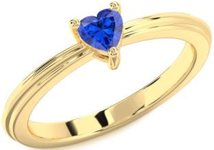 Blue Sapphire Gold Heart Promise Ring