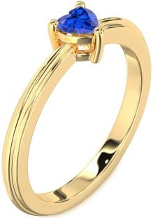 Blue Sapphire Gold Heart Promise Ring