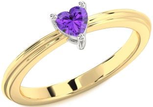 Amethyst Platinum & Yellow Gold Heart Promise Ring