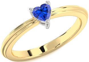 Blue Sapphire Platinum & Yellow Gold Heart Promise Ring
