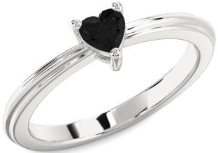Black Diamond Silver Heart Promise Ring