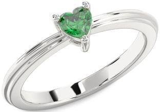 Emerald White Gold Heart Promise Ring
