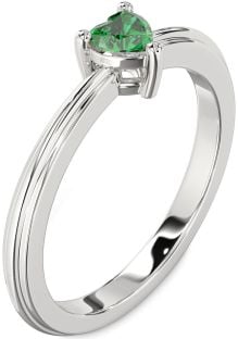 Emerald White Gold Heart Promise Ring