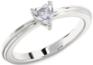 Salt & Pepper Diamond Silver Heart Promise Ring