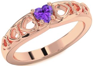 Amethyst Rose Gold Heart Promise Ring
