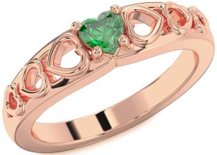 Emerald Rose Gold Heart Promise Ring