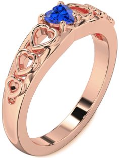 Blue Sapphire Rose Gold Heart Promise Ring