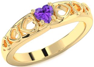 Amethyst Gold Heart Promise Ring