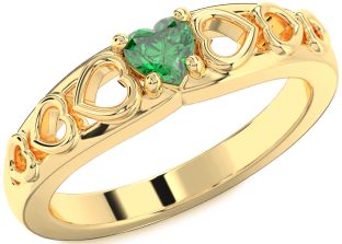 Emerald Gold Heart Promise Ring