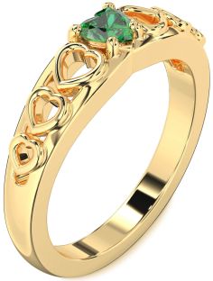Emerald Gold Heart Promise Ring