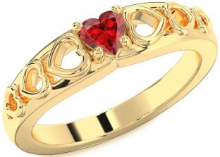 Ruby Gold Heart Promise Ring