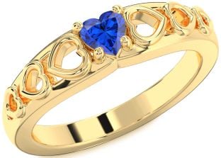 Blue Sapphire Gold Heart Promise Ring
