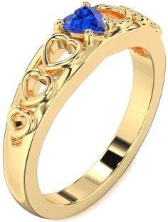 Blue Sapphire Gold Heart Promise Ring