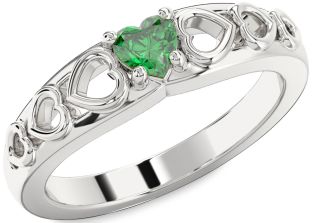 Emerald White Gold Heart Promise Ring