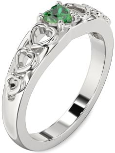 Emerald White Gold Heart Promise Ring