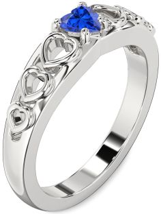 Blue Sapphire Platinum Heart Promise Ring
