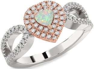 Diamond Amethyst Platinum & Rose Gold Heart Pave Promise Ring