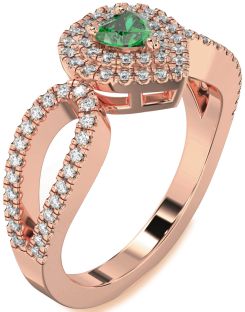 Diamond Emerald Rose Gold Heart Pave Promise Ring