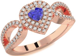 Diamond Amethyst Rose Gold Heart Pave Promise Ring