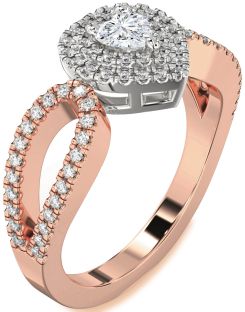 Diamond White Rose Gold Heart Pave Promise Ring