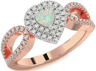 Diamond Amethyst Platinum & Rose Gold Heart Pave Promise Ring