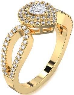 Diamond Gold Heart Pave Promise Ring